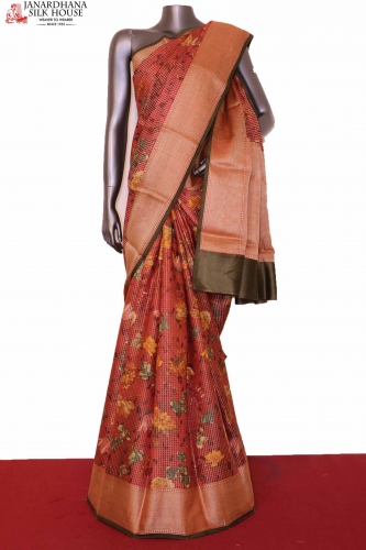 Exquisite Floral Tussar Silk Saree